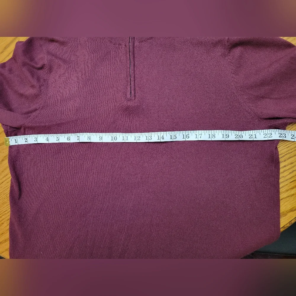 Daniel Hechter Paris Quarter-Zip Sweater Cotton Cashmere Blend Large Burgundy